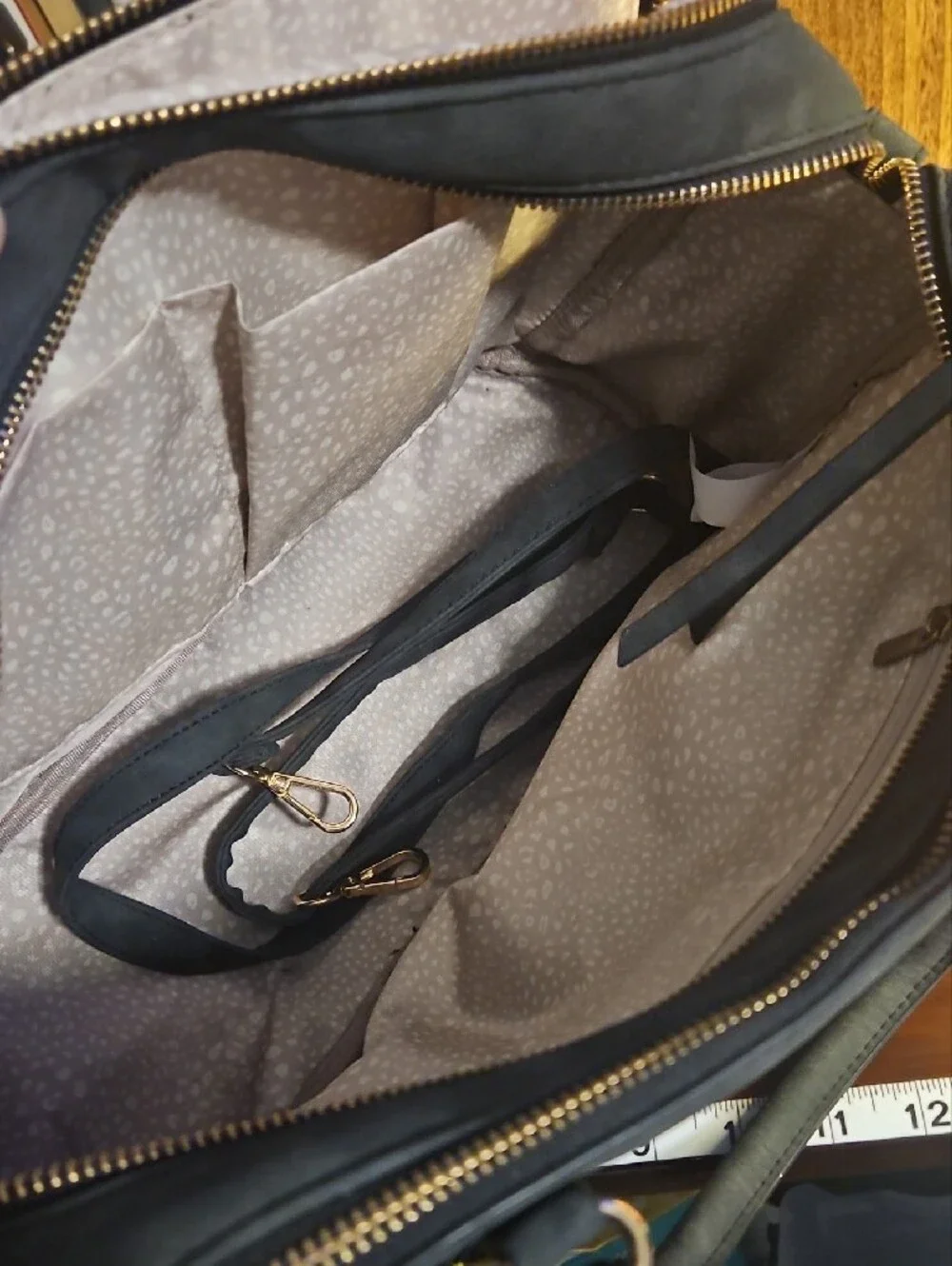 Women's Black Structured Satchel with Gold Zipper Accents
